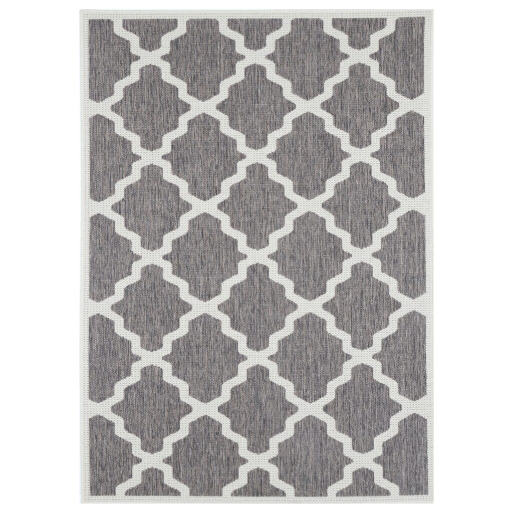 Modern geometric rug in neutral tones, low-maintenance & durable