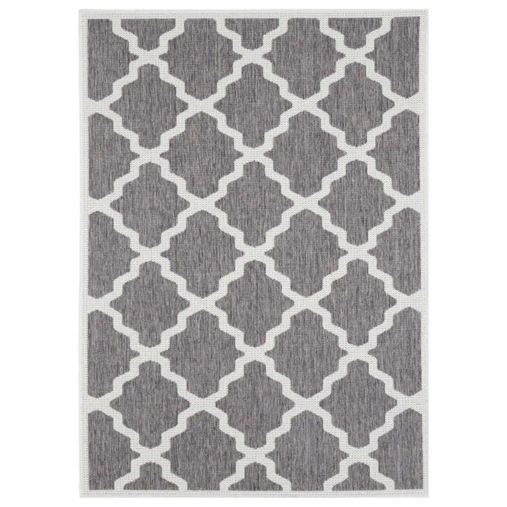 Modern geometric rug in neutral tones, low-maintenance & durable