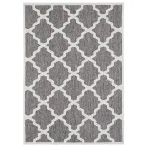 Modern geometric rug in neutral tones, low-maintenance & durable