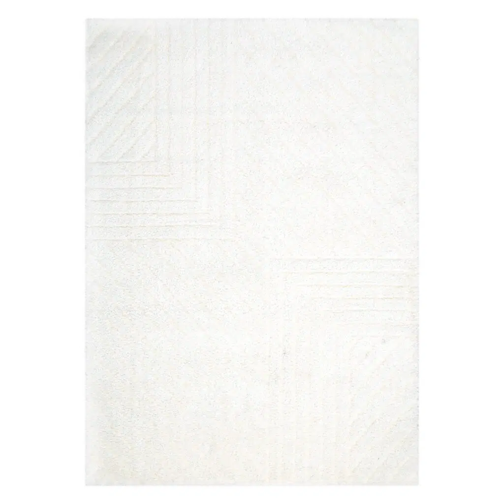 Modern Cream Shag Rug Durable Comfort Safe High-Traffic