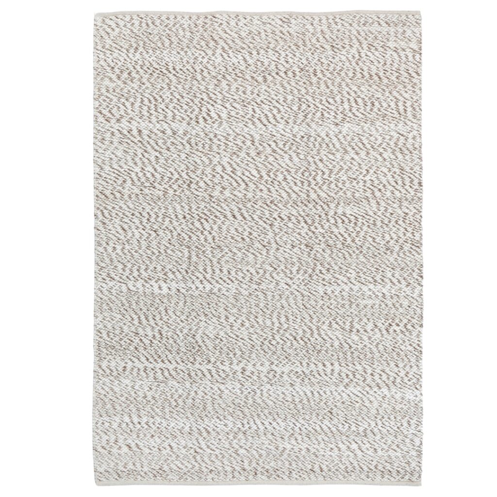 elegant beige wool rug with 50% wool 30% cotton 20% polyester hand-braided looped pile sustainable design for versatile decor