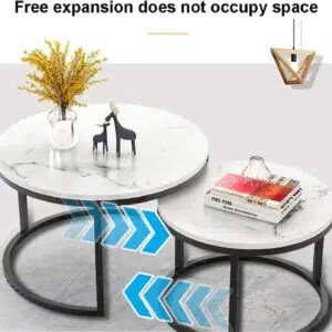 Modern Elegance & Retro Charm | Sleek Durable MDF Metal Coffee Table - White