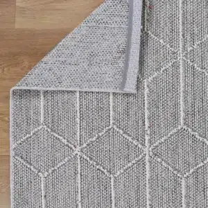 Vanuatu Totori Ash Geometric Flatweave Rug durable soft fibers easy clean indoor outdoor use modern design