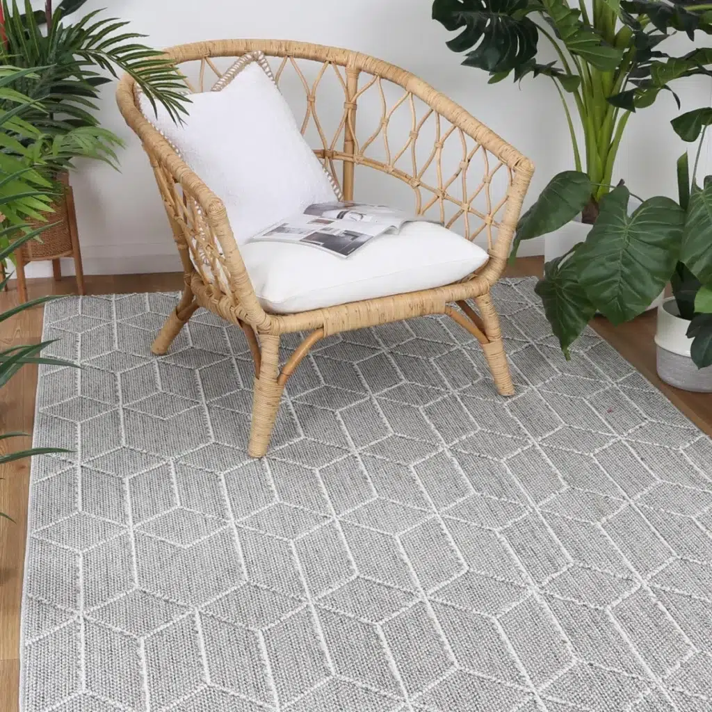 Vanuatu Totori Ash Geometric Flatweave Rug durable soft polypropylene for indoor outdoor use