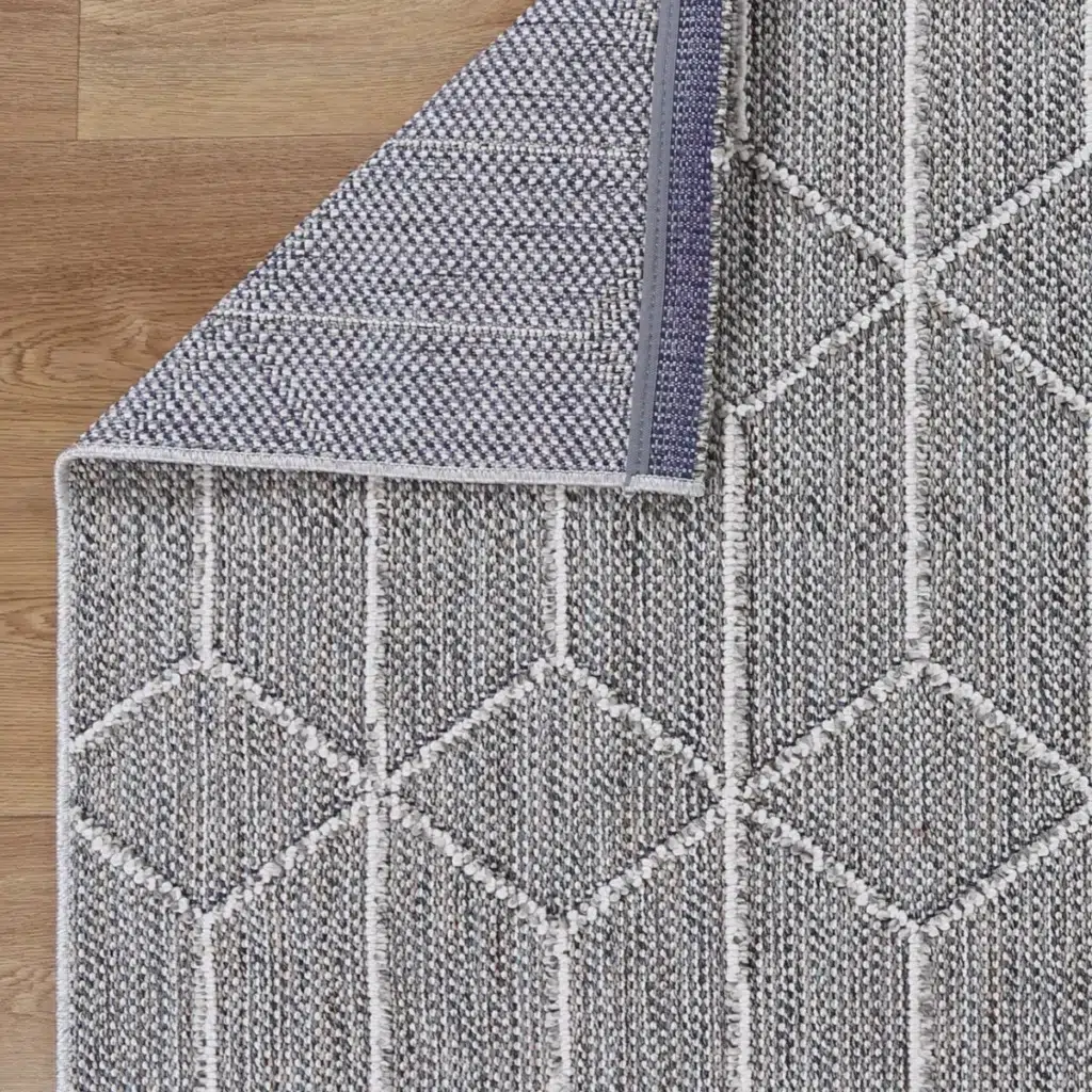 Vanuatu Sikua Grey Geometric Flatweave Rug elegant durable indoor outdoor use soft texture easy clean versatile sizes