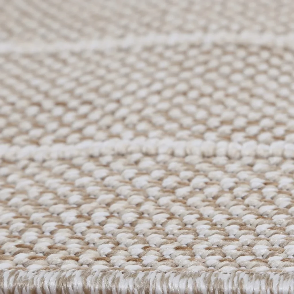 Vanuatu Maemae beige geometric flatweave rug for indoor and outdoor spaces