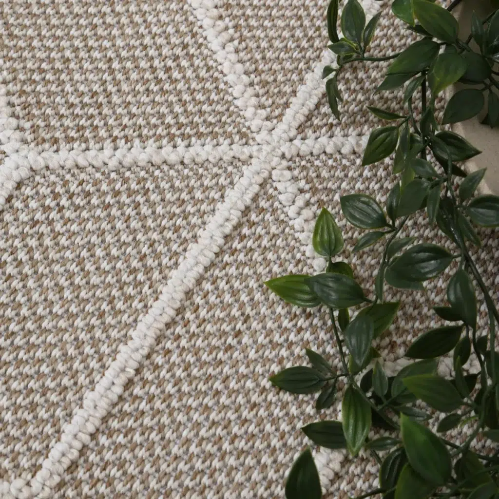 Vanuatu Maemae beige geometric flatweave rug for indoor outdoor spaces