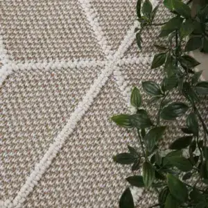 Vanuatu Maemae beige geometric flatweave rug for indoor outdoor spaces