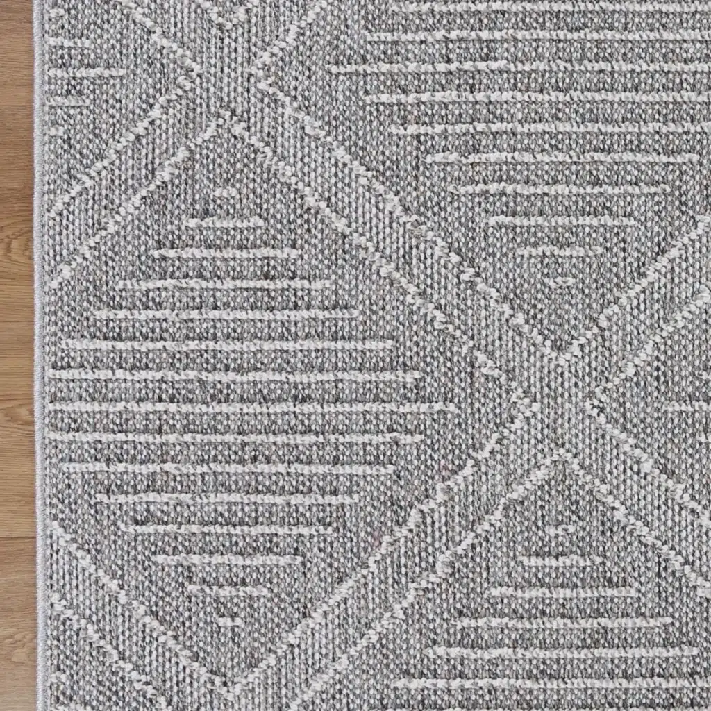 Vanuatu Vouza Grey Geometric Flatweave Rug versatile durable design perfect for indoor outdoor use