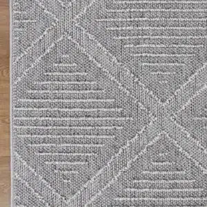 Vanuatu Vouza Grey Geometric Flatweave Rug versatile durable design perfect for indoor outdoor use