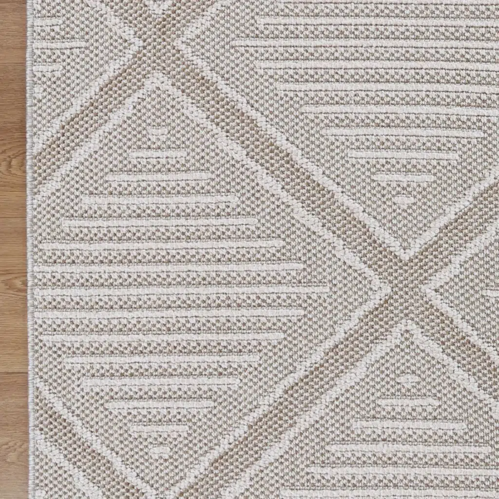 Vanuatu Kenilorea beige geometric flatweave rug easy clean durable