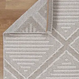 Vanuatu Kenilorea beige geometric flatweave rug for living room decor