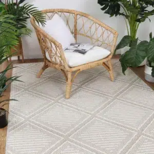 Vanuatu Kenilorea beige geometric flatweave rug