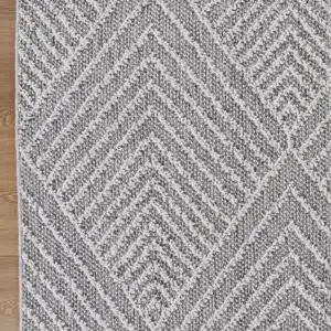 Vanuatu Menapi Ash geometric flatweave rug for indoor outdoor spaces