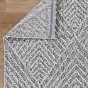 Ash geometric flatweave rug for indoor and outdoor spaces
