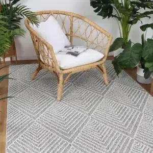 Vanuatu Menapi Ash Geometric Flatweave Indoor Outdoor Rug