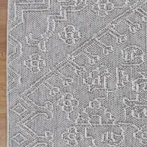 Vanuatu Nori grey tribal flatweave rug easy maintenance