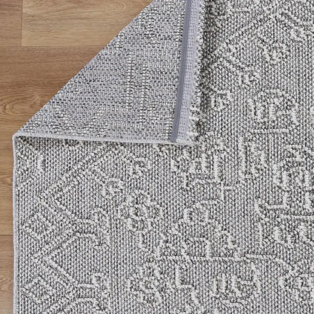 Vanuatu Nori Grey Tribal Flatweave Rug for Easy Maintenance
