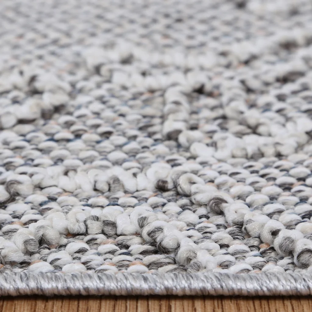 Vanuatu Nori Grey Tribal Flatweave Rug in lounge room