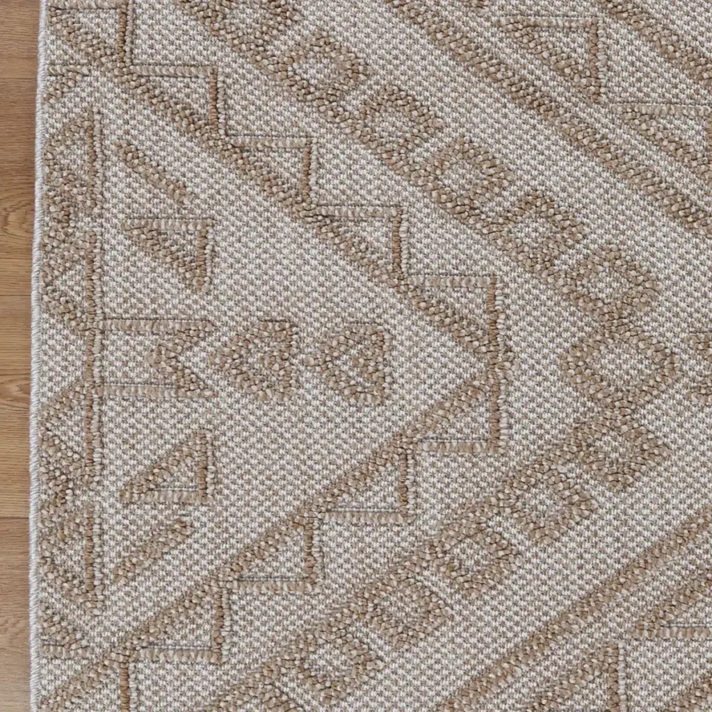 Vanuatu Kilifa beige tribal flatweave rug for modern living spaces