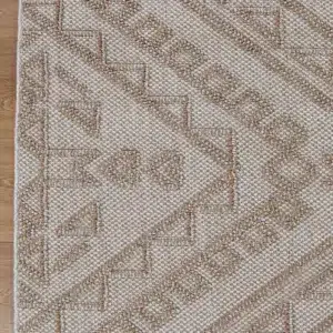 Vanuatu Kilifa beige tribal flatweave rug for modern living spaces