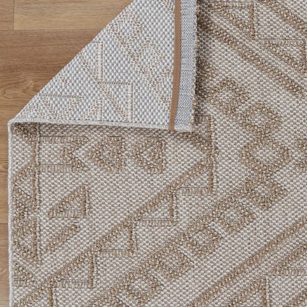 Vanuatu Kilifa beige tribal flatweave rug for living spaces