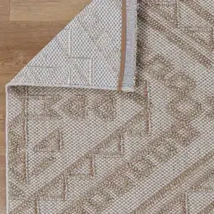 Vanuatu Kilifa beige tribal flatweave rug for living spaces