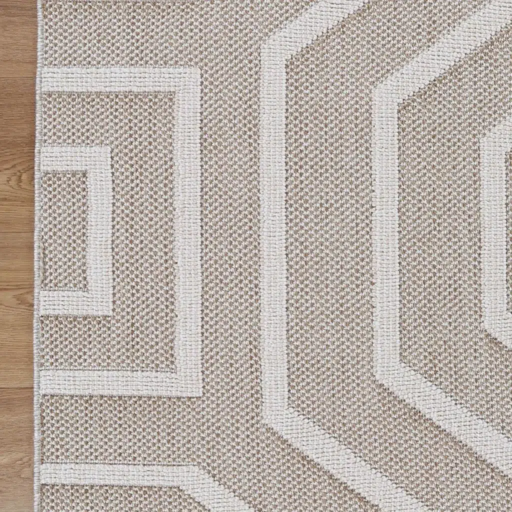 Vanuatu Lui Beige Geometric Flatweave Rug elegant design easy maintenance perfect for modern interiors