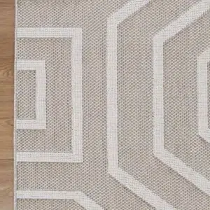 Vanuatu Lui Beige Geometric Flatweave Rug elegant design easy maintenance perfect for modern interiors