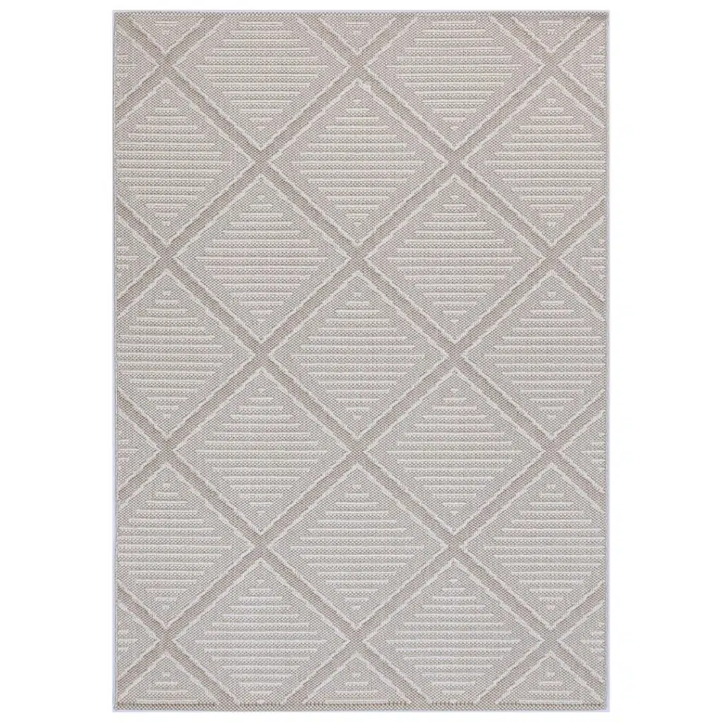 Vanuatu beige geometric flatweave rug