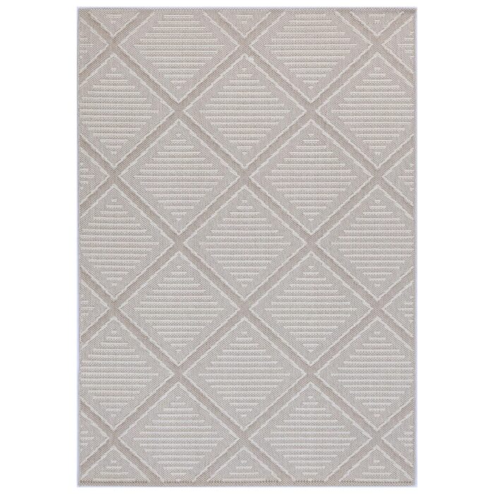Vanuatu beige geometric flatweave rug