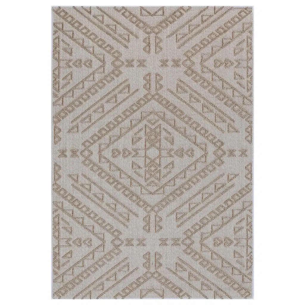 Vanuatu Kilifa beige tribal flatweave rug for modern living spaces