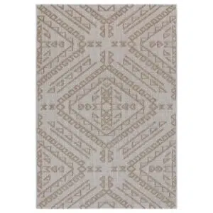 Vanuatu Kilifa beige tribal flatweave rug for modern living spaces