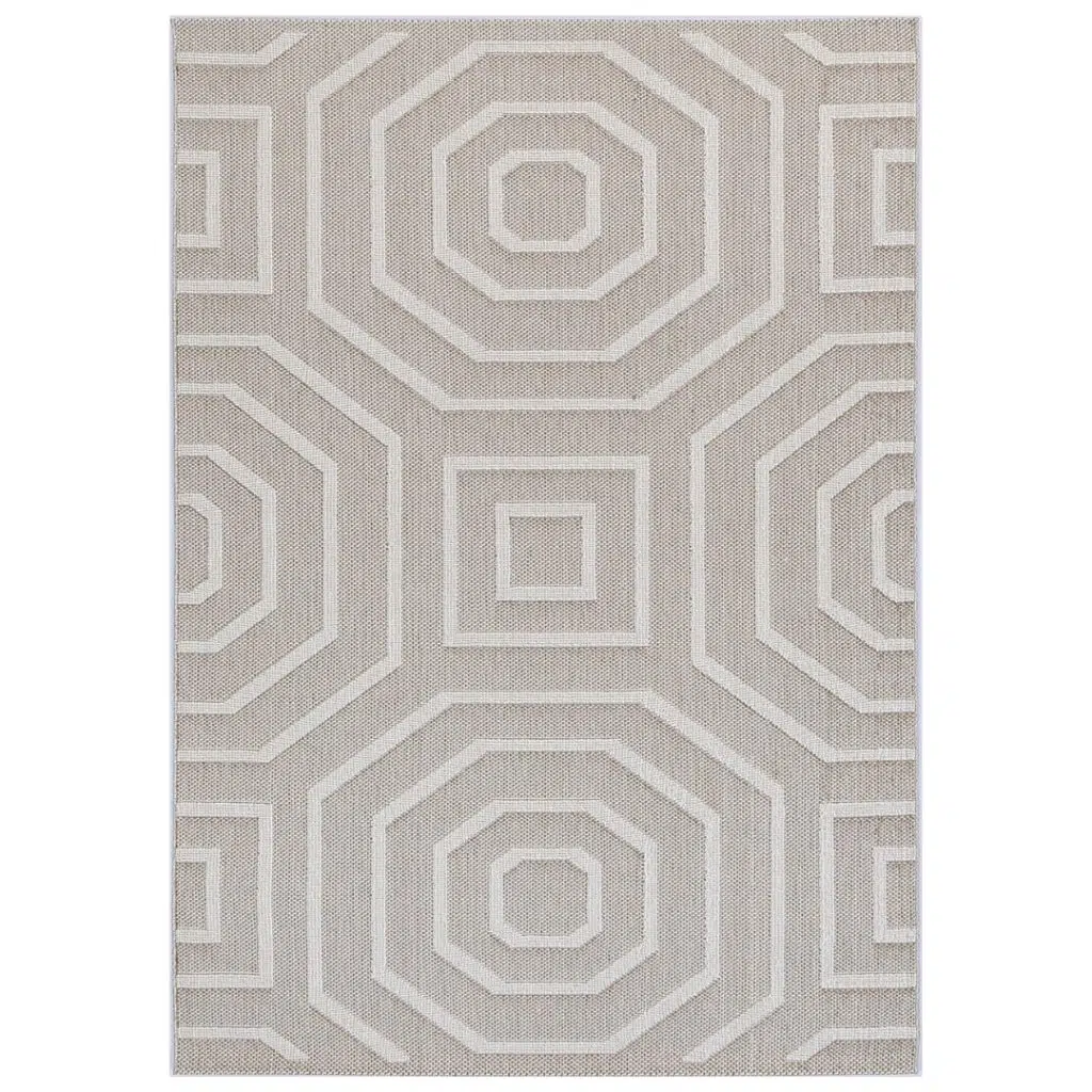 Vanuatu Lui beige geometric flatweave rug for modern interiors