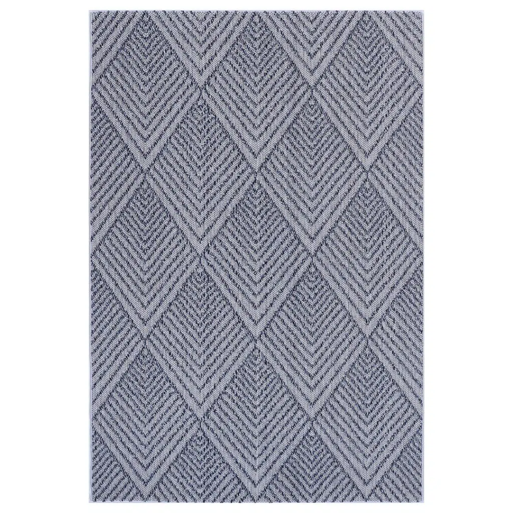 Vanuatu Naka charcoal geometric flatweave rug easy clean indoor outdoor