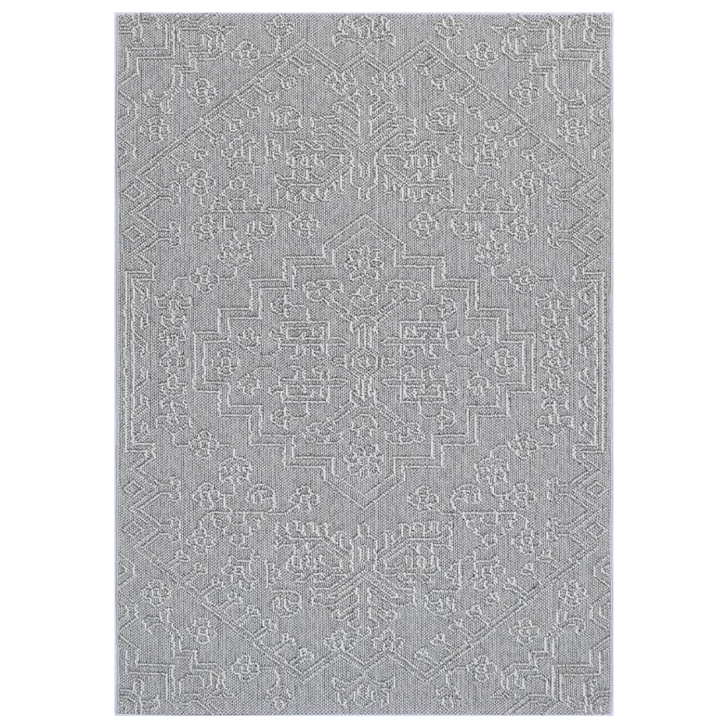Vanuatu Nori Grey Tribal Flatweave Rug - durable polypropylene easy-clean floor covering