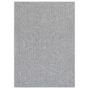 Vanuatu Nori Grey Tribal Flatweave Rug - durable polypropylene easy-clean floor covering