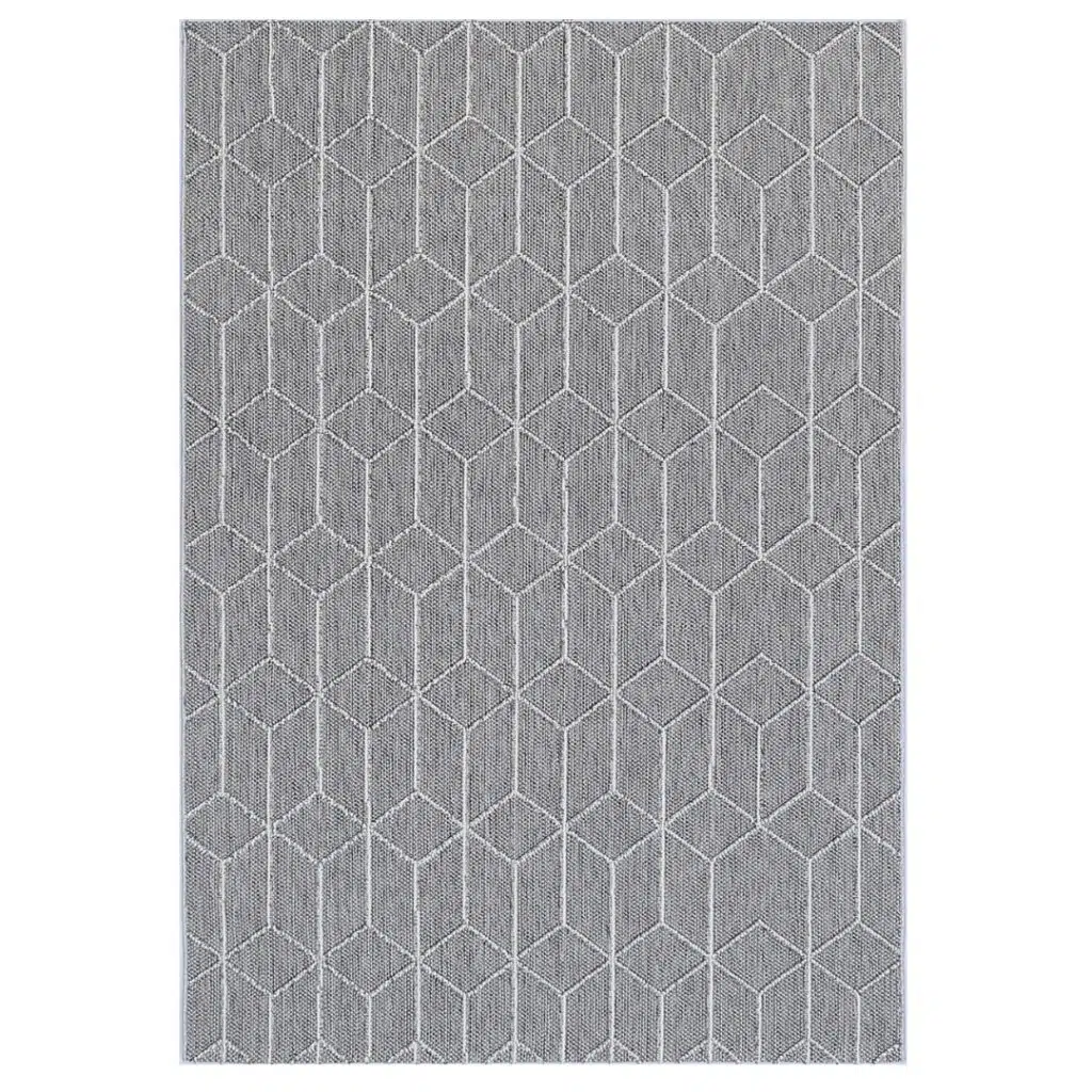 Vanuatu Sikua Grey Geometric Flatweave Rug elegant indoor outdoor design soft durable easy clean flatwoven style