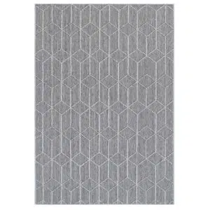 Vanuatu Sikua Grey Geometric Flatweave Rug elegant indoor outdoor design soft durable easy clean flatwoven style