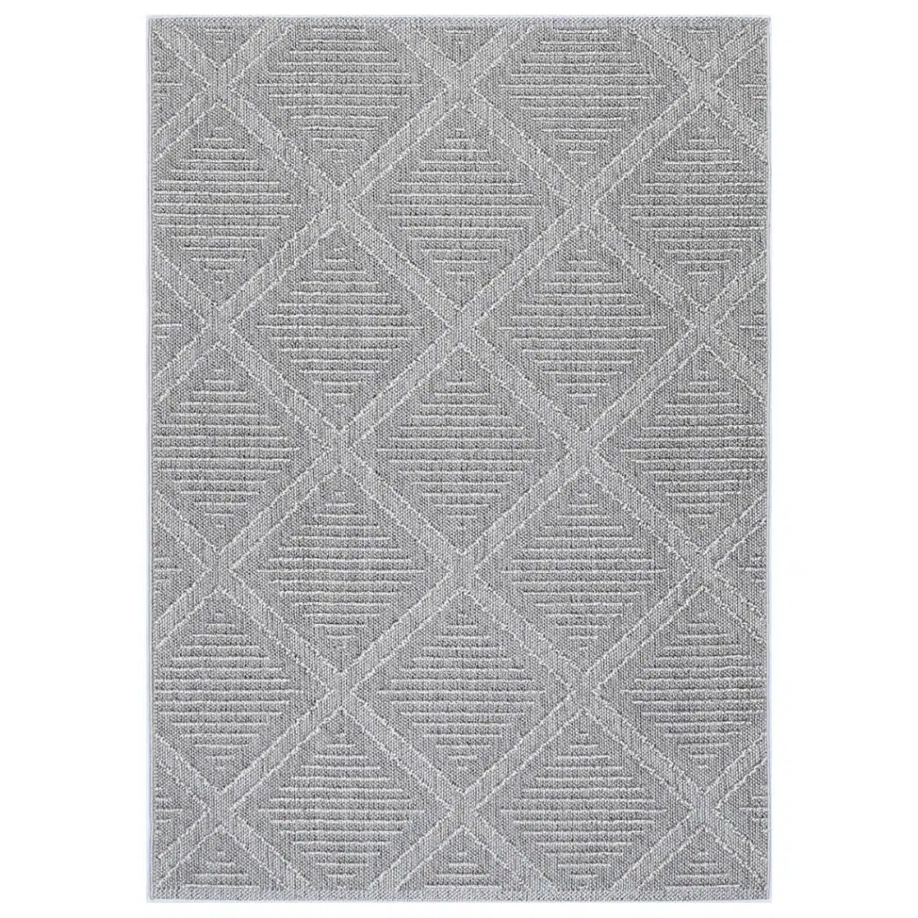 Vanuatu Vouza Grey Geometric Flatweave Rug durable stylish design easy clean versatile sizes modern appeal