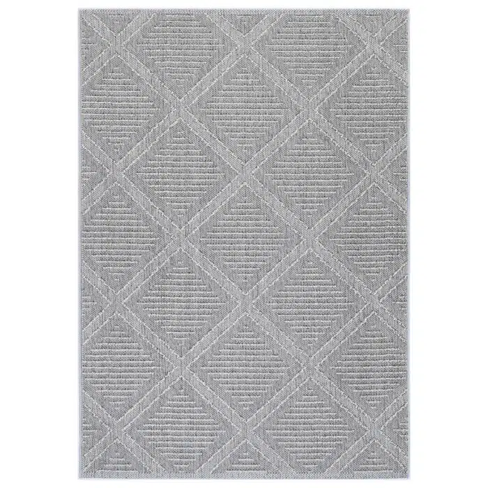Vanuatu Vouza Grey Geometric Flatweave Rug