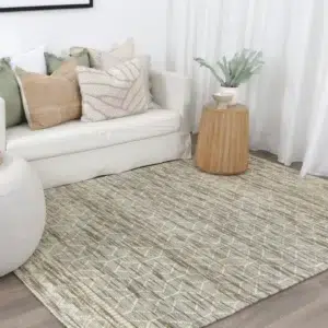 Handloomed Copacabana Wool Rug with Neutral Tones and Textured Loop Pile for Modern Spaces