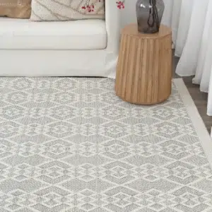 Copacabana Diamond Grey Wool Rug hand loomed soft felted wool polyester blend artisanal charm durable stylish neutral tones modern tribal coastal bohemian interiors