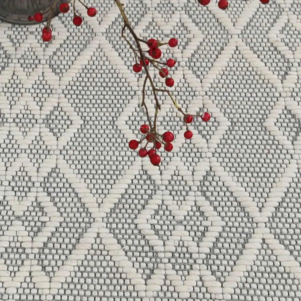 Copacabana Diamond Grey Wool Rug hand loomed in India soft felted wool blend adds warmth and sophistication to any room durable cotton backing artisanal charm music and passion in every thread