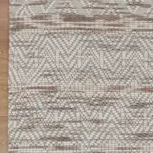 Copacabana Chevron Beige Wool Rug hand loomed soft felted wool polyester blend adds warmth elegance to any room