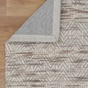 Copacabana Chevron Beige Wool Rug hand loomed soft felted wool polyester blend inviting natural tones craftsmanship artistry flatwoven texture