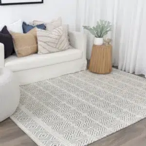 Copacabana Chevron Light Grey Wool Rug hand loomed Indian craftsmanship modern bohemian decor