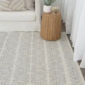 Copacabana Chevron Light Grey Wool Rug handloomed in India perfect for modern bohemian spaces soft durable natural tones craftsmanship elegance sophistication