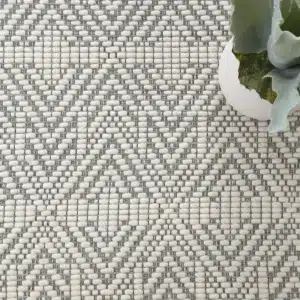 Copacabana Chevron Light Grey Wool Rug hand loomed soft felted wool polyester blend Indian artisan crafted modern bohemian decor