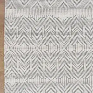 Copacabana Chevron Light Grey Wool Rug hand loomed soft felted wool polyester blend coastal bohemian decor